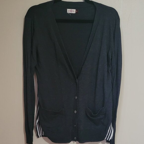 Gray Long Sleeved Cardigan Sweater - Picture 1 of 2